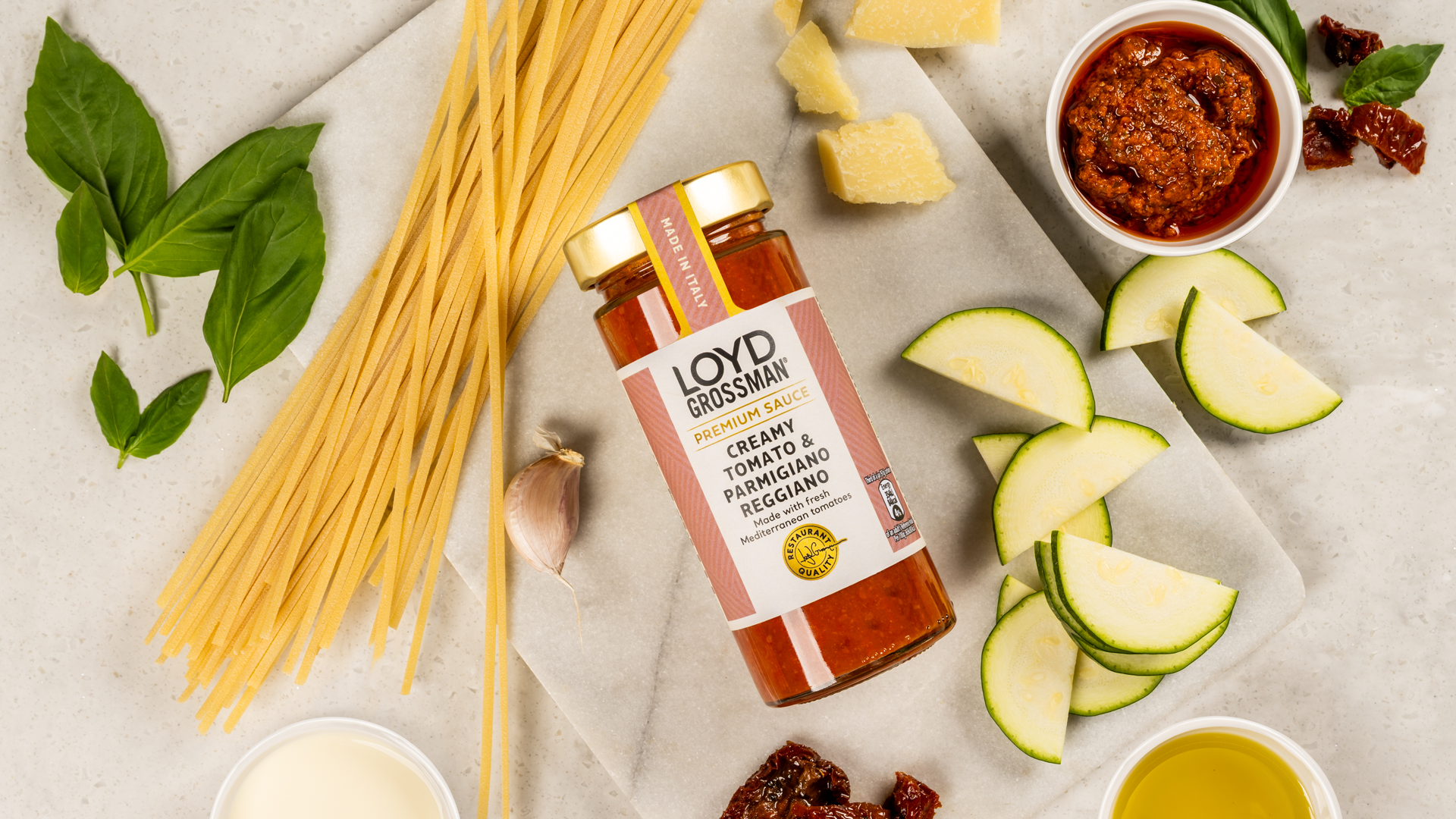 pasta sauce and ingredients