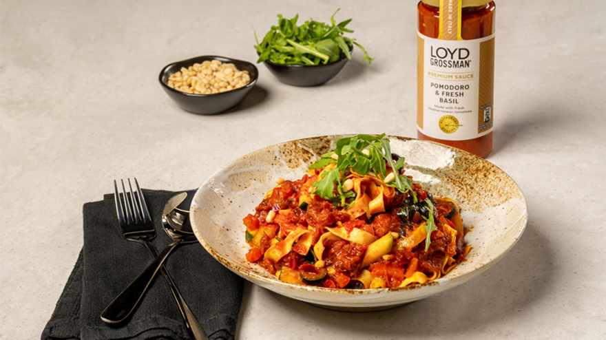 roast vegetable and basil tagliatelle